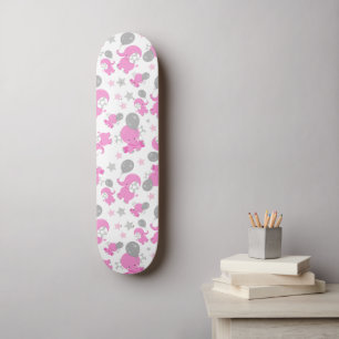Patroon van roze olifanten, luifantennepalen, ster skateboard