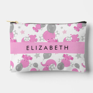 Patroon van roze olifanten, sterren, Jouw naam Etui