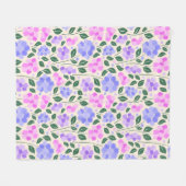 Patroon van roze & paarse & blauwe bloemen fleece deken (Voorkant (Horizontaal))