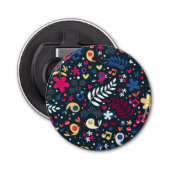 patroon van schattige vogels en bloemen button flesopener (Voorkant)