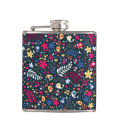 patroon van schattige vogels en bloemen heupfles (Voorkant)