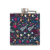 patroon van schattige vogels en bloemen heupfles (Achterkant)