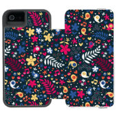 patroon van schattige vogels en bloemen incipio iPhone portemonnee hoesje (Agenda Open)