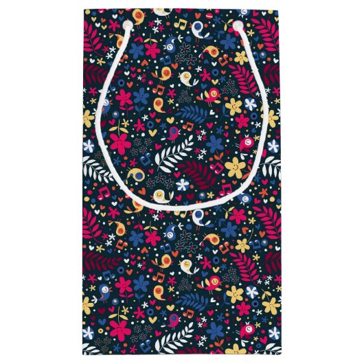 patroon van schattige vogels en bloemen klein cadeauzakje (Achterkant)