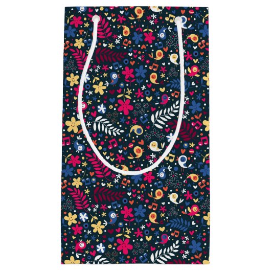 patroon van schattige vogels en bloemen klein cadeauzakje (Voorkant)