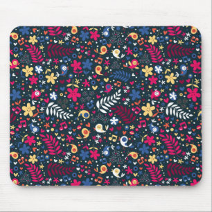 patroon van schattige vogels en bloemen muismat