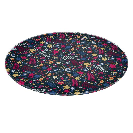 patroon van schattige vogels en bloemen snijplank (Hoek)