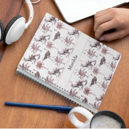 Patroon van struisvogels en kangoeroes en palmbome notitieboek