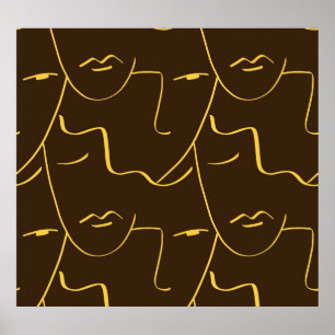 Patroon van tekenvlakken met één lijn poster