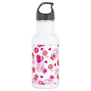 Patroon van uilen, Moppige uilen, Roze uilen, Hart Waterfles