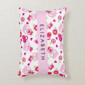 Patroon van uilen, schattige uilen, roze uilen, Jo Accent Kussen (Voorkant(Verticaal))