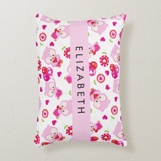 Patroon van uilen, schattige uilen, roze uilen, Jo Accent Kussen (Voorkant(Verticaal))