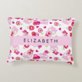 Patroon van uilen, schattige uilen, roze uilen, Jo Accent Kussen (Achterkant)
