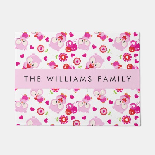Patroon van uilen, schattige uilen, roze uilen, Jo Deurmat (Voorkant)