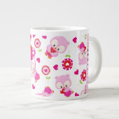 Patroon van uilen, schattige uilen, roze uilen, Jo Extra Grote Beker (Voorkant rechts)