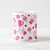 Patroon van uilen, schattige uilen, roze uilen, Jo Extra Grote Beker (Voorkant)