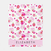 Patroon van uilen, schattige uilen, roze uilen, Jo Fleece Deken (Voorkant)