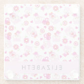 Patroon van uilen, schattige uilen, roze uilen, Jo Glazen Onderzetter (Achterkant)