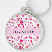 Patroon van uilen, schattige uilen, roze uilen, Jo Sleutelhanger (Voorkant)