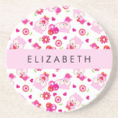 Patroon van uilen, schattige uilen, roze uilen, Jo Zandsteen Onderzetter (Voorkant)