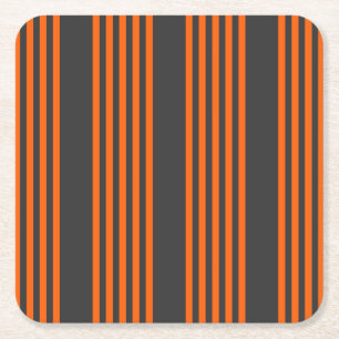 patroon van vijf strepen Oranje en houtskool Vierkante Kartonnen Onderzetter