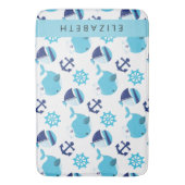 Patroon van walvissen, blauwe walvissen, Jouw naam Badmat (Voorkant Verticaal)