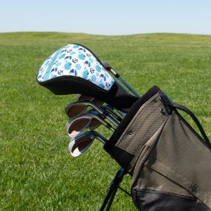 Patroon van walvissen, blauwe walvissen, Jouw naam Golfheadcover