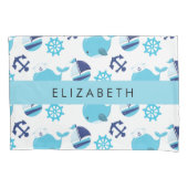 Patroon van walvissen, blauwe walvissen, Jouw naam Kussensloop (Voorkant)