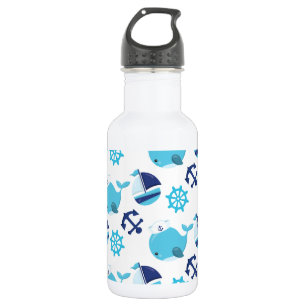 Patroon van walvissen, Mooie walvissen, Blauwe wal Waterfles