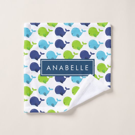 Patroon van walvissen, schattige walvissen, Jouw n Bad Handdoek (Wasdoekje)