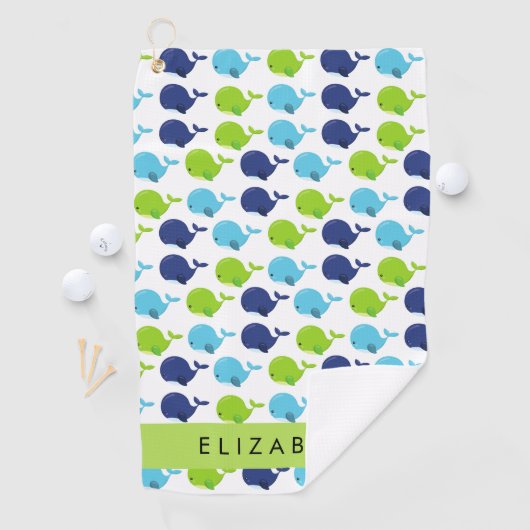 Patroon van walvissen, schattige walvissen, Jouw n Golfhanddoek (Insitu)