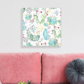 patroon van waterverf cactus en driehoeken canvas afdruk (Insitu (Woonkamer))