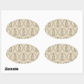 patroon van wijnflessen ovale sticker (Vel)