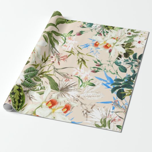 patroon van wilde bloemen cadeaupapier (Uitgerold)