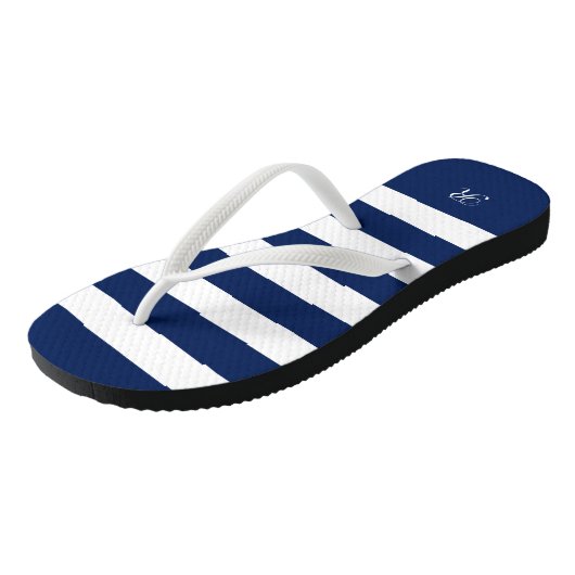 Patroon van witte en blauwe strepen teenslippers (Schuin)