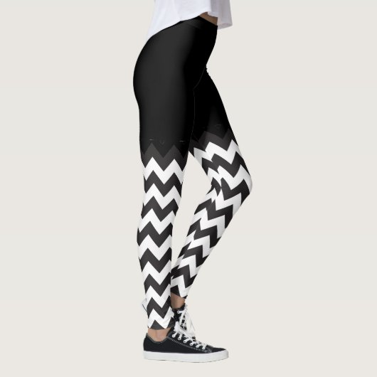 patroon van zwarte en witte Chevron-blokkering Leggings (Rechts)