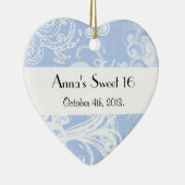 patroon van zwenkbrauwen, zwemblak, blauw, zoet 16 keramisch ornament (Rechts)