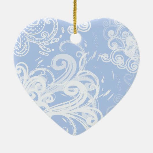 patroon van zwenkbrauwen, zwemblak, blauw, zoet 16 keramisch ornament (Achterkant)