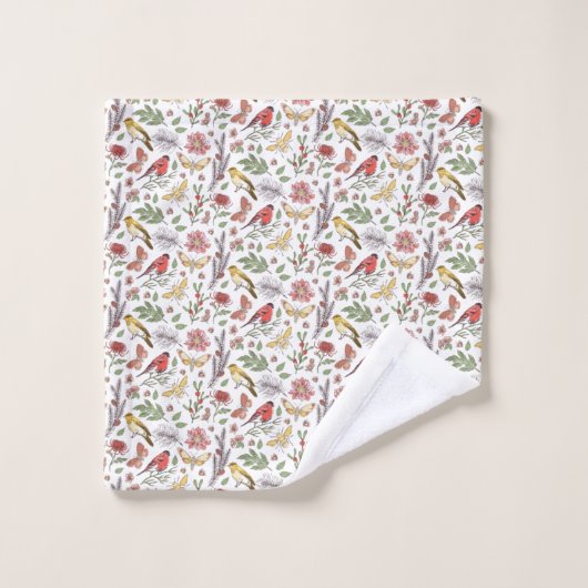 Patroon vogels en bloemen bad handdoek (Wasdoekje)