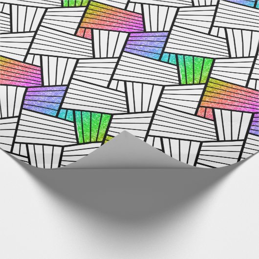 Patroon voor Abstracte lijnen met zwarte & witte t Cadeaupapier (Hoek)