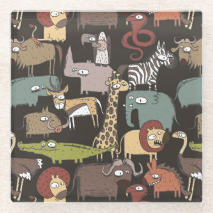 Patroon voor Afrikaanse dieren Glazen Onderzetter