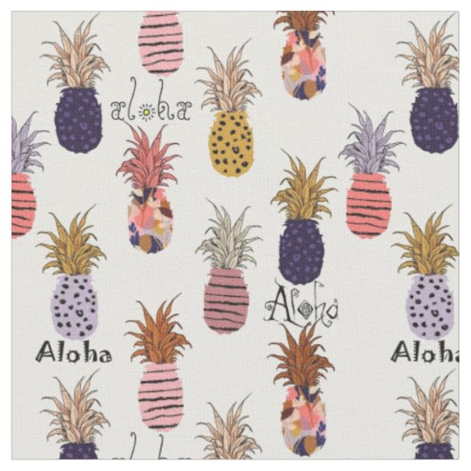 Patroon voor anananassen in Hawaiian Aloha Stof (Close Up)