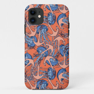Patroon voor anker en kwal iPhone 11 hoesje