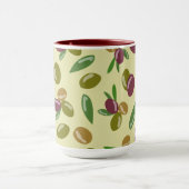 Patroon voor bijtende olijven en olijfbladeren mok (Midden)