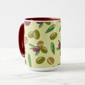 Patroon voor bijtende olijven en olijfbladeren mok (Voorkant links)