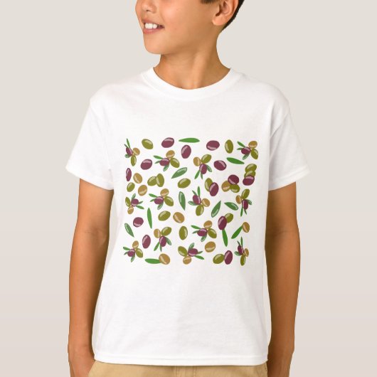 Patroon voor bijtende olijven en olijfbladeren t-shirt (Voorkant)
