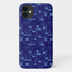 Patroon voor blauw circuit iPhone 11 hoesje