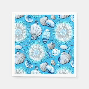 Patroon voor blauw-oceanische zeehonden servet
