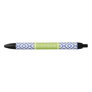 Patroon voor blauwe en groene diamanten zwarte inkt pen