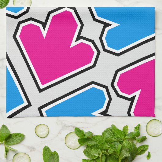 Patroon voor blauwe en roze pijlen theedoek (Gevouwen)